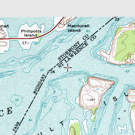 Topographic Map of Long Sault Rapids (historical), NY