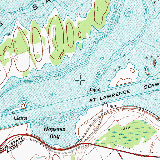 Topographic Map of South Sault Rapids (historical), NY