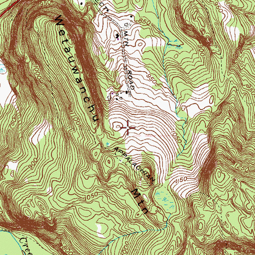 Topographic Map of Wetauwanchu Mountain, CT