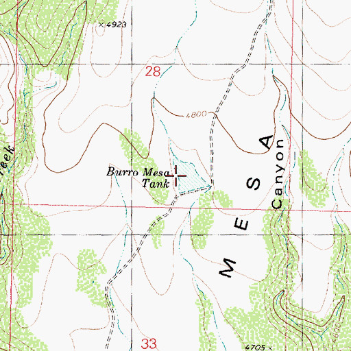 Topographic Map of Burro Mesa Tank, AZ