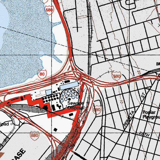 Topographic Map of MacArthur Maze, CA