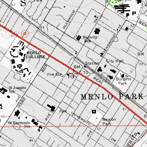 Topographic Map of Camp Fremont (historical), CA