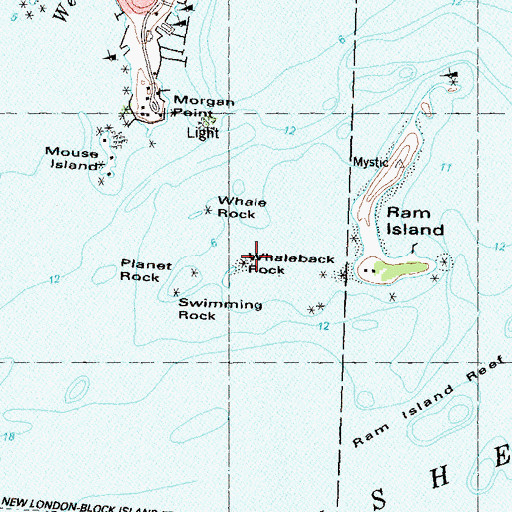 Topographic Map of Whaleback Rock, CT