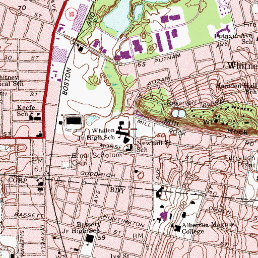 Topographic Map of Hamden Middle School, CT