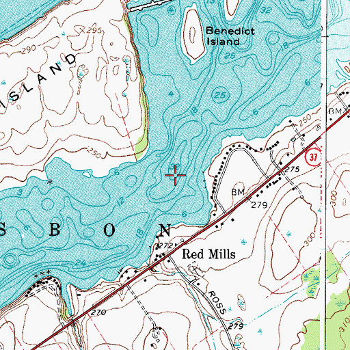 Topographic Map of Galop Rapids (historical), NY