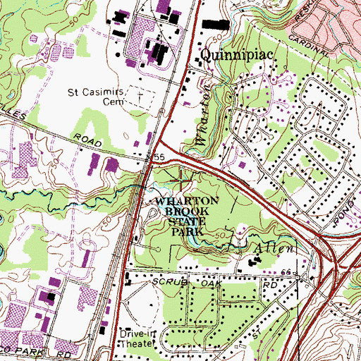 Topographic Map of Wharton Brook, CT