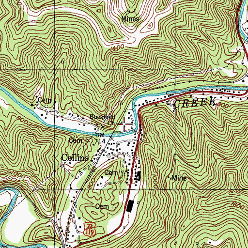 Topographic Map of Buckfield School (historical), KY