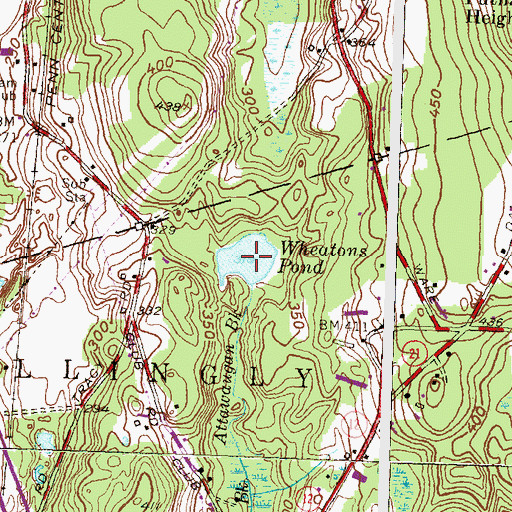 Topographic Map of Wheatons Pond, CT