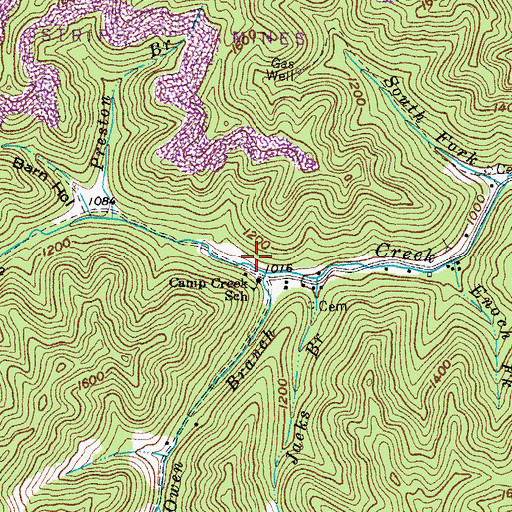 Topographic Map of Camp Creek (historical), KY
