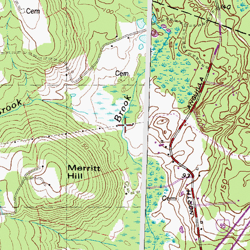 Topographic Map of Wheeler Brook, CT