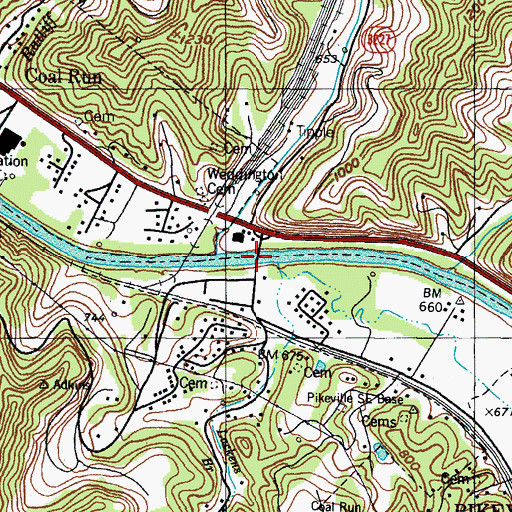 Topographic Map of Cold Run Bridge, KY