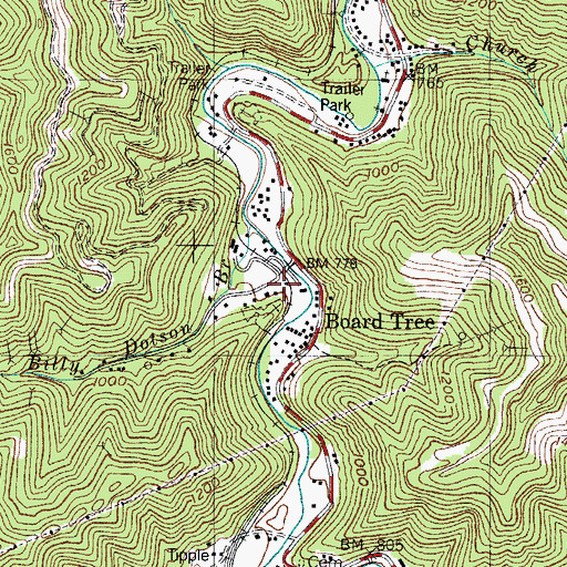 Topographic Map of Dick Post Office (historical), KY