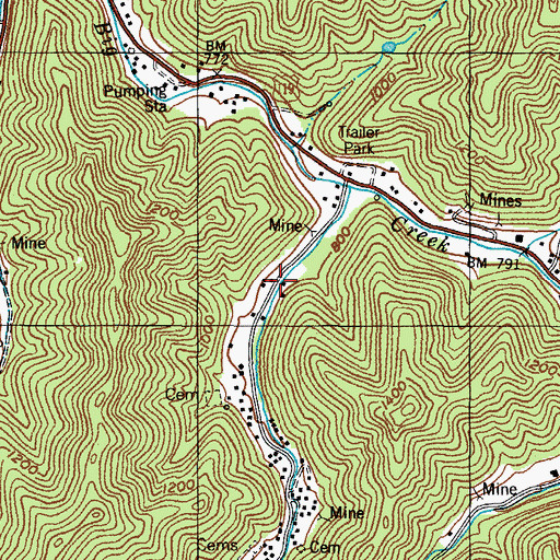 Topographic Map of Dicks Fork School, KY
