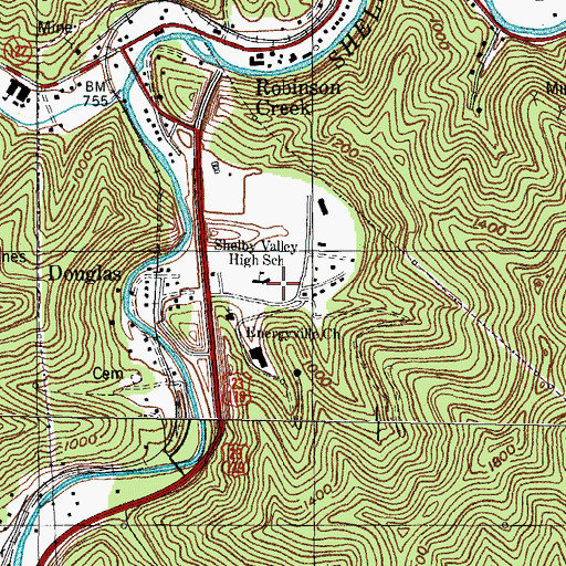 Topographic Map of Douglas Housing Project, KY