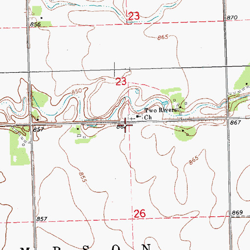 Topographic Map of Two Rivers School (historical), MN