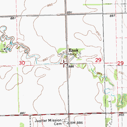 Topographic Map of Enok School (historical), MN