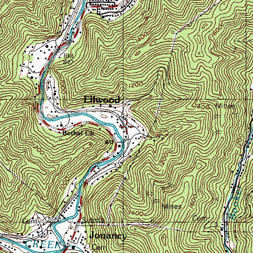 Topographic Map of Elwood Railroad Siding (historical), KY