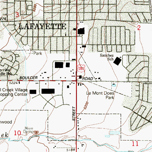 Topographic Map of Lafayette City Hall, CO