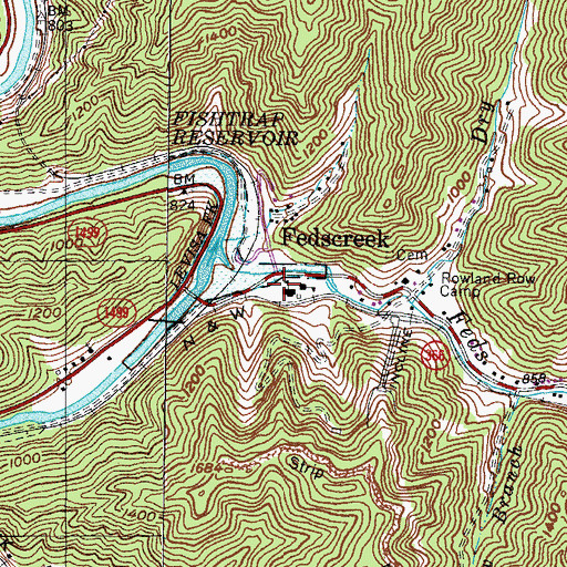 Topographic Map of Feds Creek High School, KY
