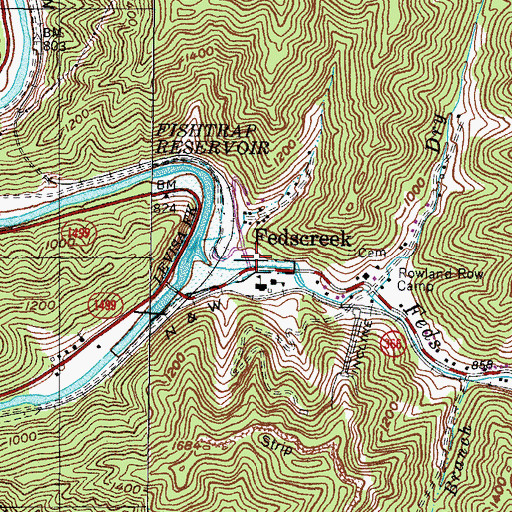 Topographic Map of Feds Creek Post Office (historical), KY