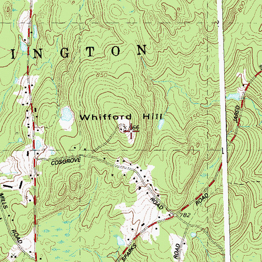 Topographic Map of Whifford Hill, CT