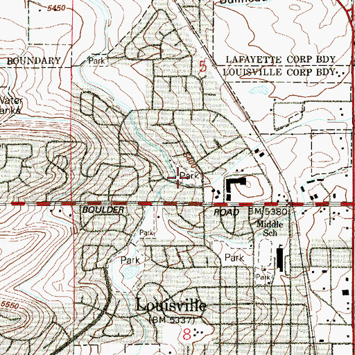 Topographic Map of Centennial Park, CO