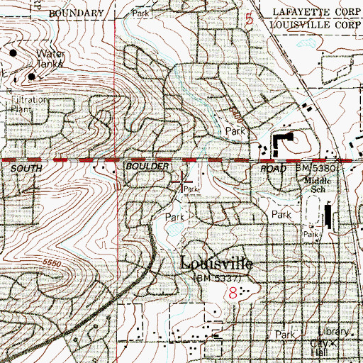 Topographic Map of Cottonwood Park, CO