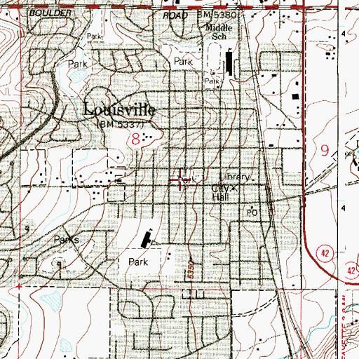 Topographic Map of Memory Square Park, CO