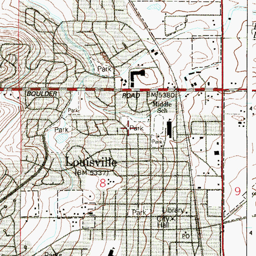 Topographic Map of Middle School Park, CO