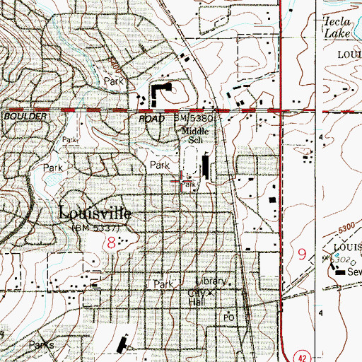 Topographic Map of Pirates Park, CO