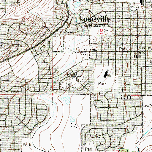 Topographic Map of Saratoga Park, CO