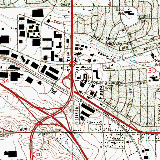 Topographic Map of Broomfield Shopping Center, CO
