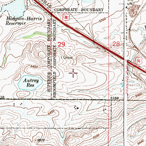 Topographic Map of Flatiron Crossing Mall Shopping Center, CO