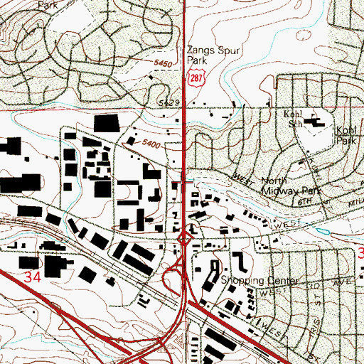 Topographic Map of Blue Star Memorial Park, CO