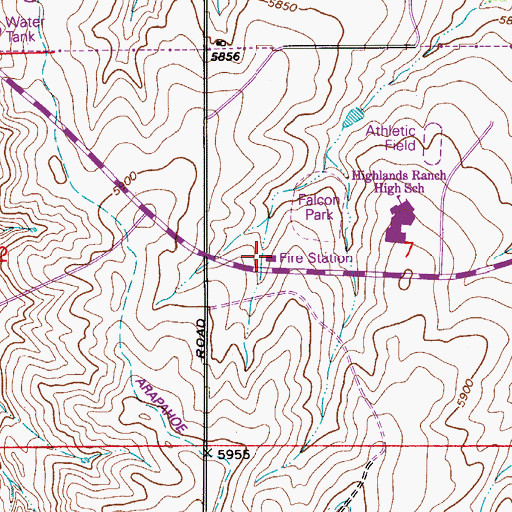 Topographic Map of Littleton Fire Rescue Station 17, CO