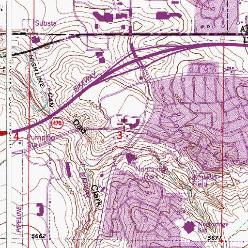 Topographic Map of Big Lands Ranch Library, CO