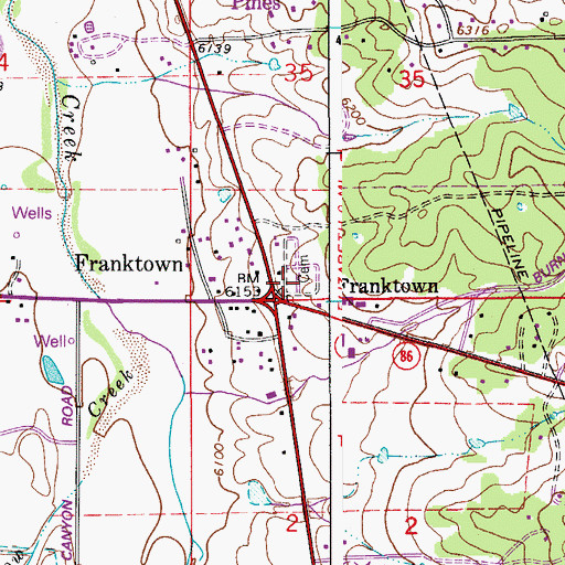 Topographic Map of Franktown Cemetery, CO