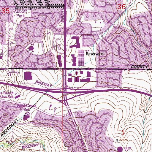 Topographic Map of The Promenade Shopping Center, CO