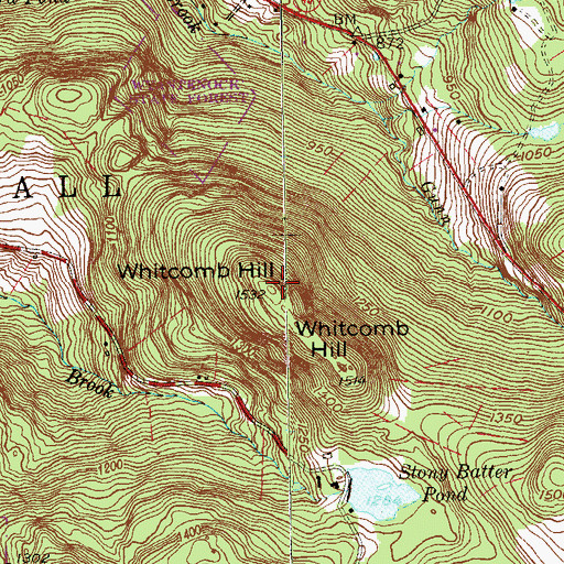 Topographic Map of Whitcomb Hill, CT