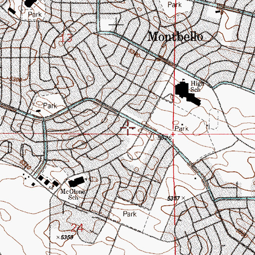 Topographic Map of United Church of Montbello, CO