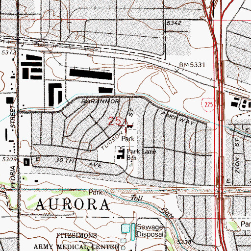 Topographic Map of Aurora First United Methodist Church, CO