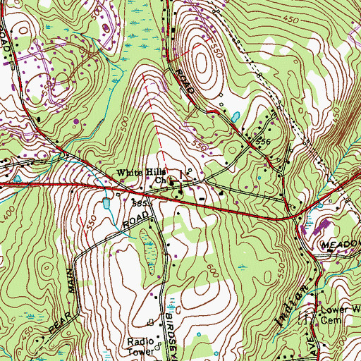 Topographic Map of White Hills Church, CT
