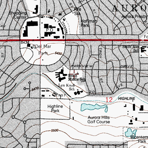 Topographic Map of Parkview Congregational Church, CO