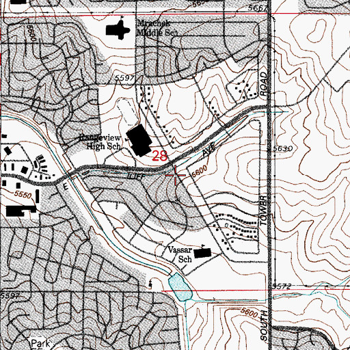 Topographic Map of Christ Our Redeemer Evangelical Lutheran Church, CO