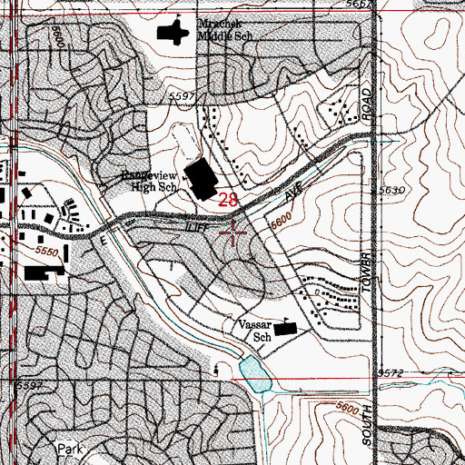 Topographic Map of New Life Evangelical Free Church, CO
