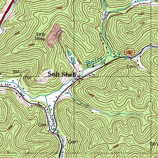 Topographic Map of Soft Shell Post Office (historical), KY
