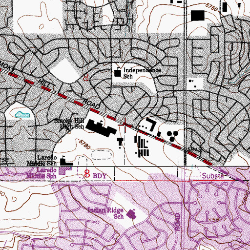 Topographic Map of New Day Christian Fellowship Church, CO
