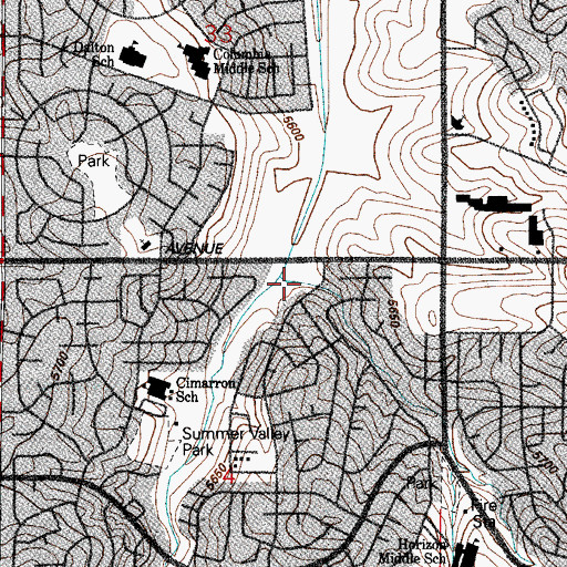Topographic Map of Hampden Run Park, CO