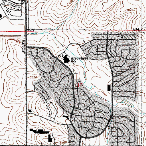 Topographic Map of Seven Hills Park, CO