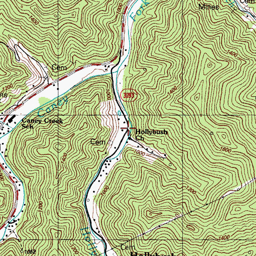 Topographic Map of Holly Bush Old Regular Baptist Church, KY